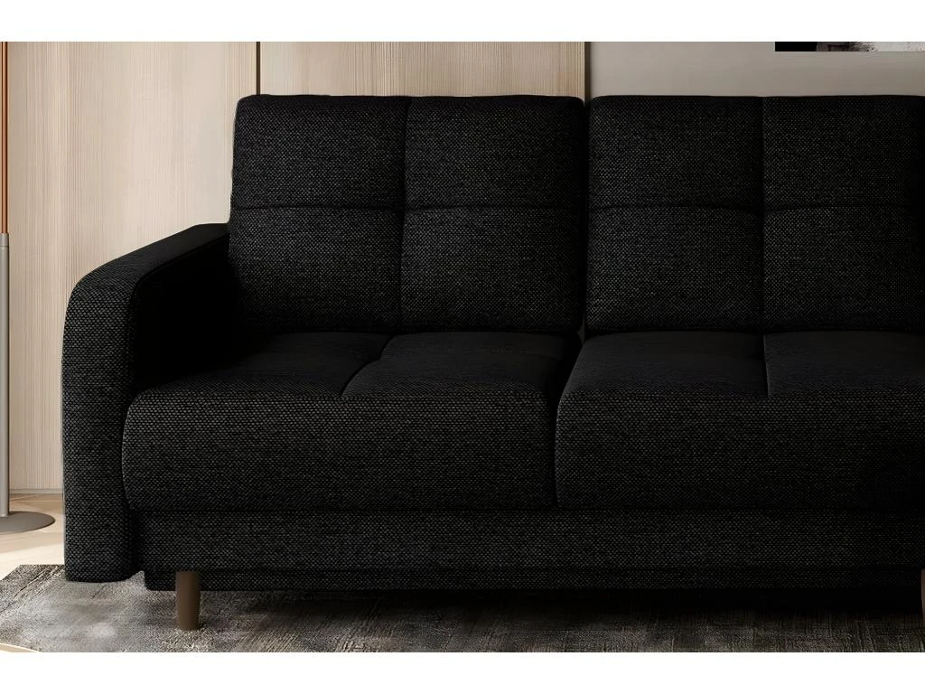 Canapé D'angle Convertible En Tissu Luxe, Rangement - Noir, Angle Droit (vu De Face), ROXANE 3 Canapé D'angle Convertible En Tissu Luxe, Rangement - Noir, Angle Droit (vu De Face), ROXANE – Image 3