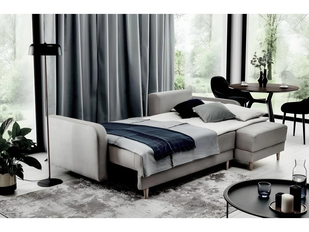 Canapé D'angle Convertible En Tissu Luxe, Rangement - Noir, Angle Droit (vu De Face), ROXANE 4 Canapé D'angle Convertible En Tissu Luxe, Rangement - Noir, Angle Droit (vu De Face), ROXANE – Image 4