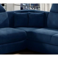 Canapé D'angle Convertible - FELIPE VELOURS - En Tissu Luxe Bleu, 5/6 Places -Promos Chesteris Boutique canape 9995861