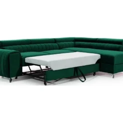 Canapé D'angle Convertible - LARRY VELOURS - En Tissu Luxe Vert, 5 Places, Angle Droit (vu De Face) 7 Canapé D'angle Convertible - LARRY VELOURS - En Tissu Luxe Vert, 5 Places, Angle Droit (vu De Face) -Promos Chesteris Boutique canape 9995889
