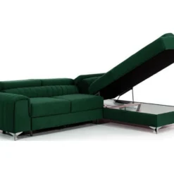 Canapé D'angle Convertible - LARRY VELOURS - En Tissu Luxe Vert, 5 Places, Angle Droit (vu De Face) 8 Canapé D'angle Convertible - LARRY VELOURS - En Tissu Luxe Vert, 5 Places, Angle Droit (vu De Face) -Promos Chesteris Boutique canape 9995891