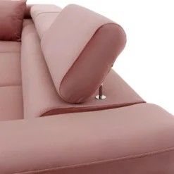 -Canapé D'angle Convertible En Tissu Luxe 5 Places, Avec Coffre, Rose Pale, Angle Gauche (vu De Face), ANNECY VELOURS -Promos Chesteris Boutique canape 9995955