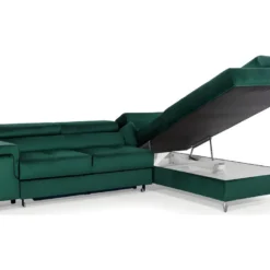 Canapé D'angle Convertible - ERWAN - En Tissu Luxe 5 Places, Vert, Angle Droit (vu De Face) -Promos Chesteris Boutique canape 9996025