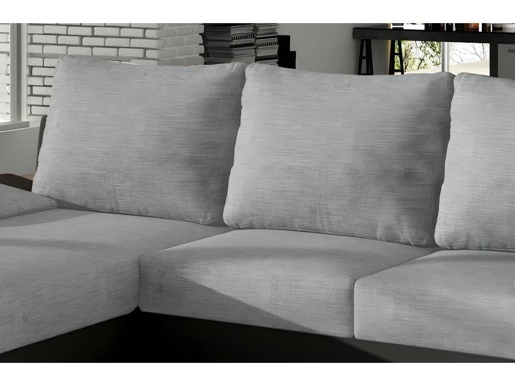 Canapé D'angle Convertible - En Tissu Gris Et Simili Noir, Angle Gauche (vu De Face) - LUCAS 4 Canapé D'angle Convertible - En Tissu Gris Et Simili Noir, Angle Gauche (vu De Face) - LUCAS – Image 4