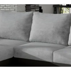 Canapé D'angle Convertible - En Tissu Gris Et Simili Noir, Angle Gauche (vu De Face) - LUCAS 9 Canapé D'angle Convertible - En Tissu Gris Et Simili Noir, Angle Gauche (vu De Face) - LUCAS -Promos Chesteris Boutique canape 9996047