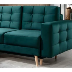 Canapé D'angle Convertible - ASSIA VELOURS - En Tissu De Qualité 5 Places, Vert, Angle Gauche (vu De Face) -Promos Chesteris Boutique canape 9996087