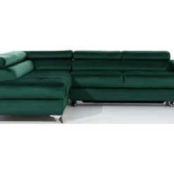 - Canapé D'angle Convertible - ERWAN - En Tissu Luxe 5 Places, Vert, Angle Gauche (vu De Face)