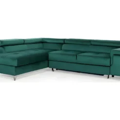 - Canapé D'angle Convertible - ERWAN - En Tissu Luxe 5 Places, Vert, Angle Gauche (vu De Face) -Promos Chesteris Boutique canape 9996129