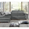 Canapé D'angle Convertible - ERWAN - En Tissu Luxe 5 Places, Gris, Angle Gauche (vu De Face)