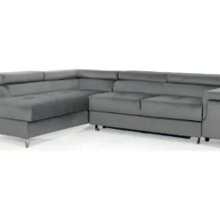 Canapé D'angle Convertible - ERWAN - En Tissu Luxe 5 Places, Gris, Angle Gauche (vu De Face) -Promos Chesteris Boutique canape 9996165