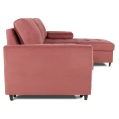 Canapé D'angle Convertible Réversible Claudio En Velours Vieux Rose -Promos Chesteris Boutique canape 9996311