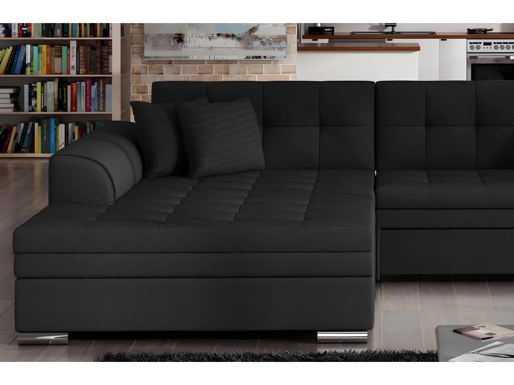 Canapé D'angle Convertible - SOHO - En Tissu De Qualité, Gris, 5/6 Places, Angle Gauche (vu De Face) 4 Canapé D'angle Convertible - SOHO - En Tissu De Qualité, Gris, 5/6 Places, Angle Gauche (vu De Face) – Image 4