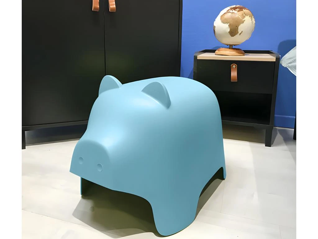Chaise Enfant En Plastique Bleu - COCHON 2 Chaise Enfant En Plastique Bleu - COCHON – Image 2
