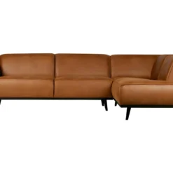 STATEMENT - Canapé D'angle 4 Places Eco Cuir Droit Cognac