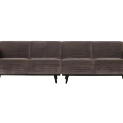 STATEMENT - Canapé 4 Places En Tissu Cotelé Taupe