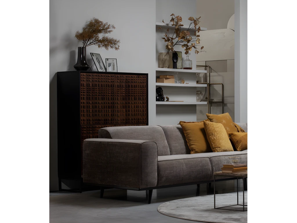 STATEMENT - Canapé 4 Places En Tissu Cotelé Taupe 2 STATEMENT - Canapé 4 Places En Tissu Cotelé Taupe – Image 2