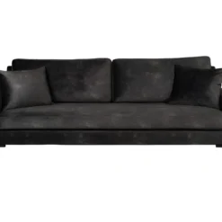 HOUDA - Canapé 3 Places En Aspect Cuir Anthracite