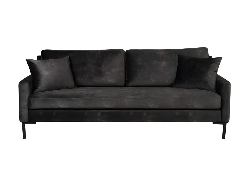 HOUDA - Canapé 3 Places En Aspect Cuir Anthracite 1 HOUDA - Canapé 3 Places En Aspect Cuir Anthracite