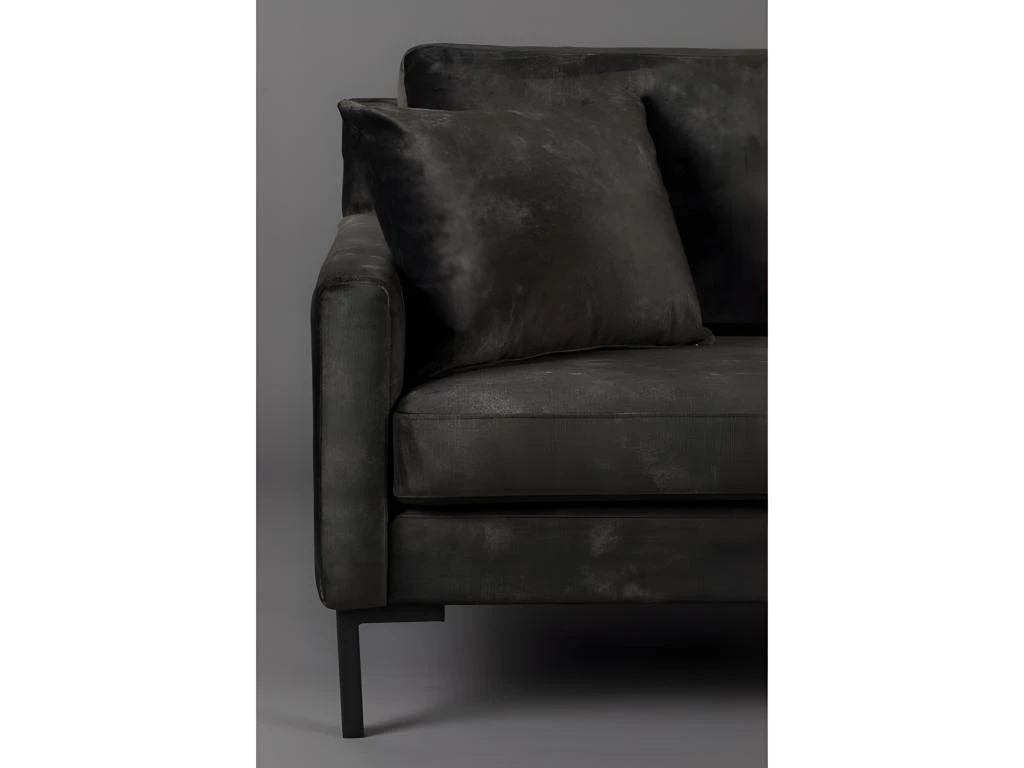 HOUDA - Canapé 3 Places En Aspect Cuir Anthracite 2 HOUDA - Canapé 3 Places En Aspect Cuir Anthracite – Image 2