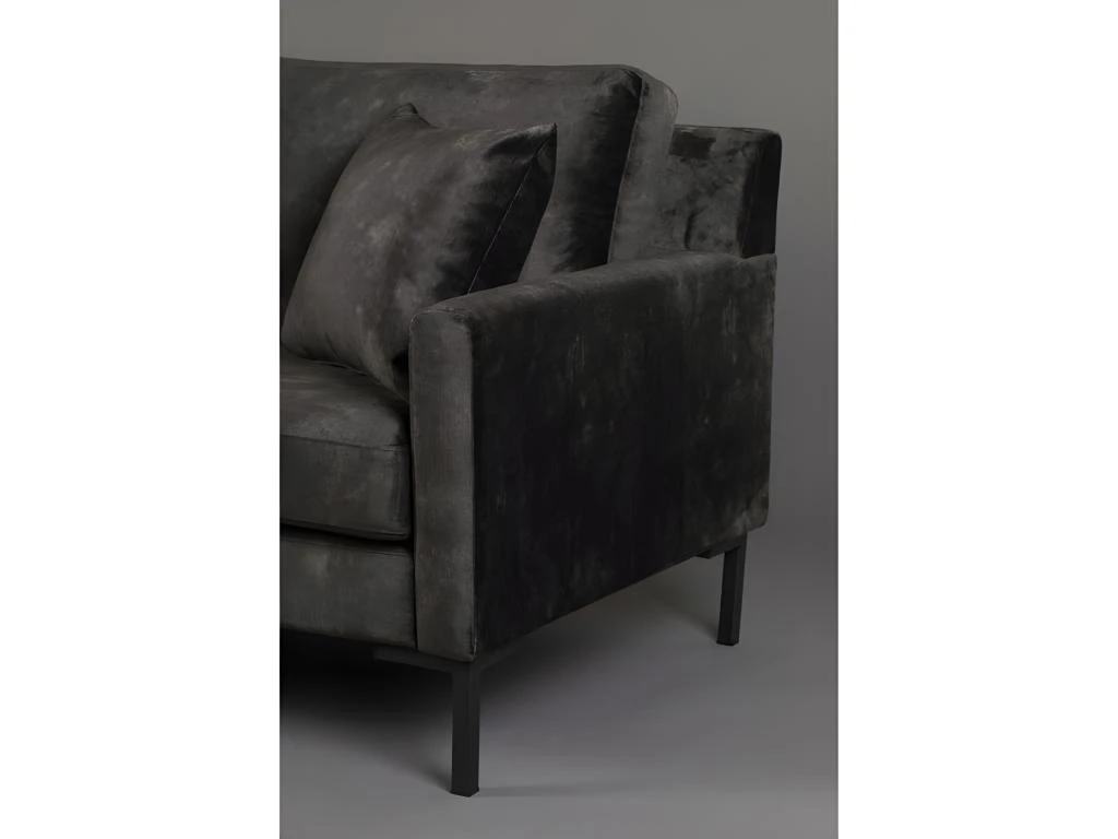 HOUDA - Canapé 3 Places En Aspect Cuir Anthracite 4 HOUDA - Canapé 3 Places En Aspect Cuir Anthracite – Image 4