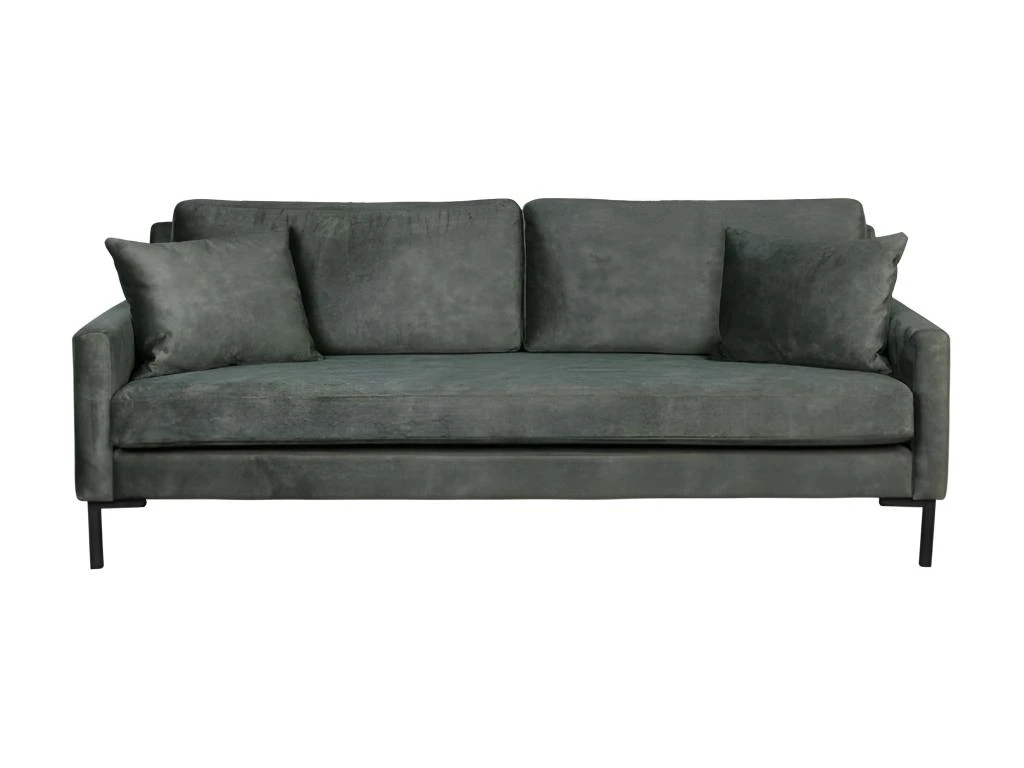 HOUDA - Canapé 3 Places En Aspect Cuir Gris/vert 1 HOUDA - Canapé 3 Places En Aspect Cuir Gris/vert