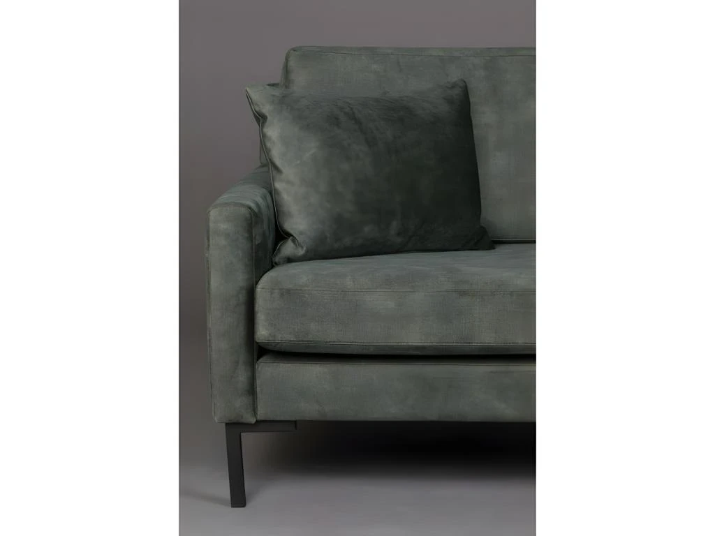 HOUDA - Canapé 3 Places En Aspect Cuir Gris/vert 2 HOUDA - Canapé 3 Places En Aspect Cuir Gris/vert – Image 2