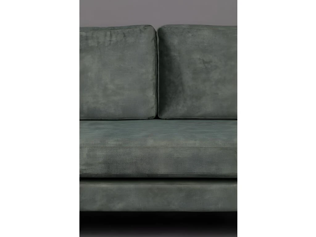 HOUDA - Canapé 3 Places En Aspect Cuir Gris/vert 3 HOUDA - Canapé 3 Places En Aspect Cuir Gris/vert – Image 3