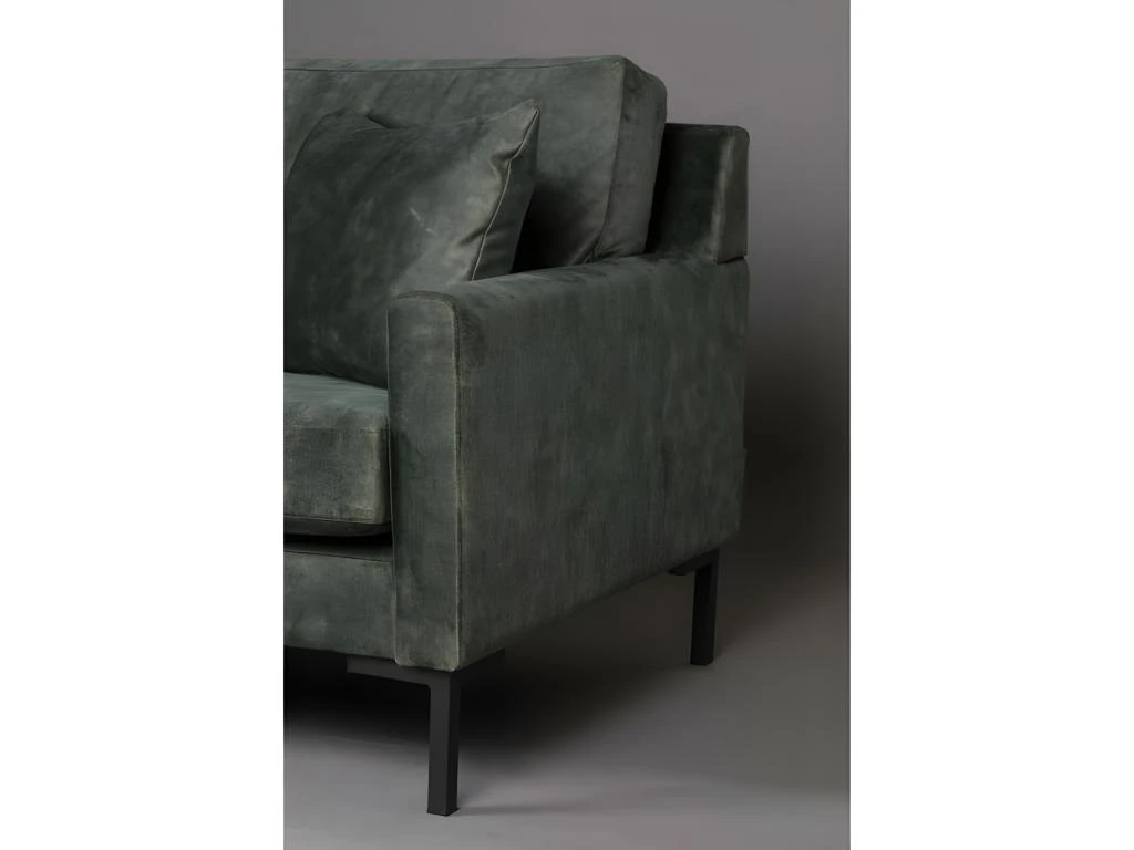 HOUDA - Canapé 3 Places En Aspect Cuir Gris/vert 4 HOUDA - Canapé 3 Places En Aspect Cuir Gris/vert – Image 4