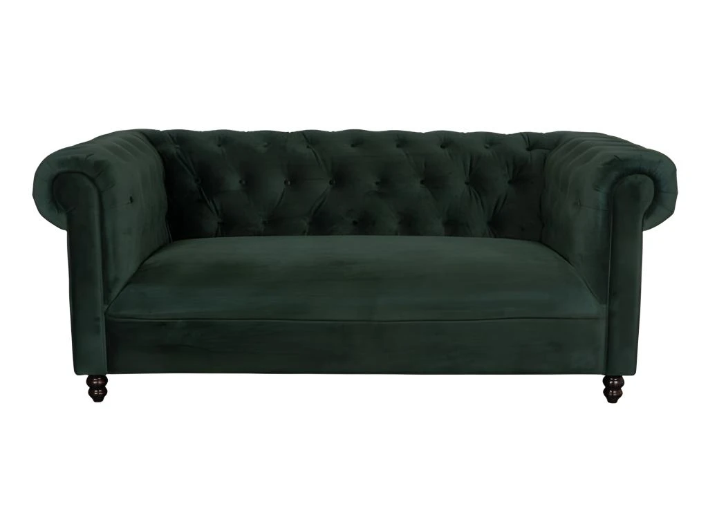 CHESTER - Canapé 3 Places En Velours Vert 1 CHESTER - Canapé 3 Places En Velours Vert