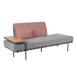 STAR - Méridienne En Tissu Gris Et Rose