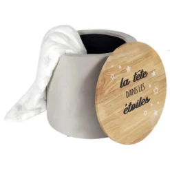 Pouf Enfant En Bois Et Velours La Tête Dans Les étoiles -Promos Chesteris Boutique fauteuil 12898199