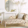 Chaise Longue Chesterfield En Tissu Beige à Motif Floral Côté Droit NIMES