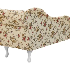 Chaise Longue Chesterfield En Tissu Beige à Motif Floral Côté Droit NIMES -Promos Chesteris Boutique meridienne 11793839