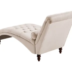 Chaise Longue En Velours Beige MURET -Promos Chesteris Boutique meridienne 11794451