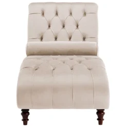 Chaise Longue En Velours Beige MURET -Promos Chesteris Boutique meridienne 11794455