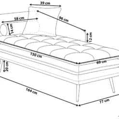 Chaise Longue En Tissu Marron Clair / Blanc Et Pieds Dorés GONESSE -Promos Chesteris Boutique meridienne 11795079