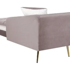 Chaise Longue En Tissu Marron Clair / Blanc Et Pieds Dorés GONESSE -Promos Chesteris Boutique meridienne 11795087
