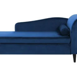 Chaise Longue Côté Droit En Velours Bleu LUIRO
