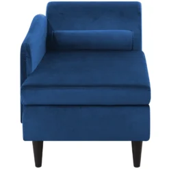 Chaise Longue Côté Droit En Velours Bleu LUIRO 12 Chaise Longue Côté Droit En Velours Bleu LUIRO -Promos Chesteris Boutique meridienne 11795519
