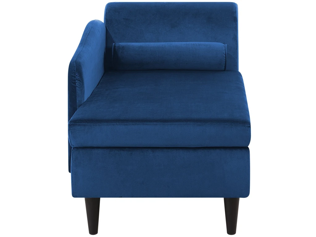 Chaise Longue Côté Droit En Velours Bleu LUIRO 4 Chaise Longue Côté Droit En Velours Bleu LUIRO – Image 4