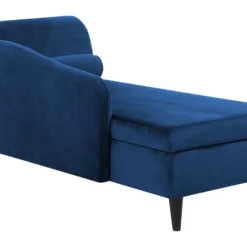 Chaise Longue Côté Droit En Velours Bleu LUIRO 13 Chaise Longue Côté Droit En Velours Bleu LUIRO -Promos Chesteris Boutique meridienne 11795521