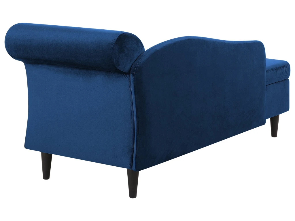 Chaise Longue Côté Droit En Velours Bleu LUIRO 6 Chaise Longue Côté Droit En Velours Bleu LUIRO – Image 6