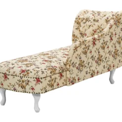 Chaise Longue Chesterfield En Tissu Beige à Motif Floral Côté Gauche NIMES -Promos Chesteris Boutique meridienne 11796379