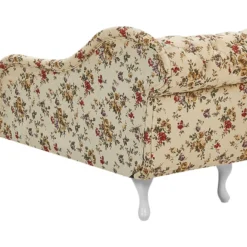 Chaise Longue Chesterfield En Tissu Beige à Motif Floral Côté Gauche NIMES -Promos Chesteris Boutique meridienne 11796381