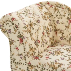 Chaise Longue Chesterfield En Tissu Beige à Motif Floral Côté Gauche NIMES -Promos Chesteris Boutique meridienne 11796383