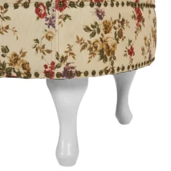 Chaise Longue Chesterfield En Tissu Beige à Motif Floral Côté Gauche NIMES -Promos Chesteris Boutique meridienne 11796385