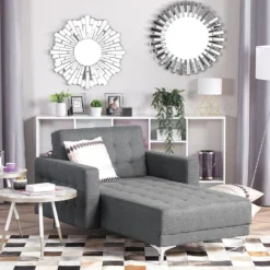 Chaise Longue En Tissu Gris Clair ABERDEEN