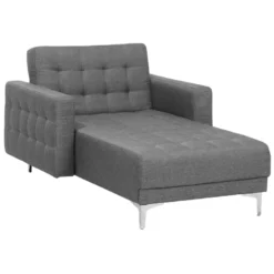 Chaise Longue En Tissu Gris Clair ABERDEEN -Promos Chesteris Boutique meridienne 11796575