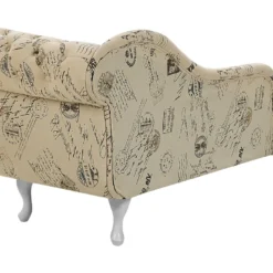 Chaise Longue Chesterfield En Tissu Imprimé Beige Côté Droit NIMES -Promos Chesteris Boutique meridienne 11796609