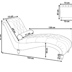Chaise Longue Grise MURET -Promos Chesteris Boutique meridienne 11797971